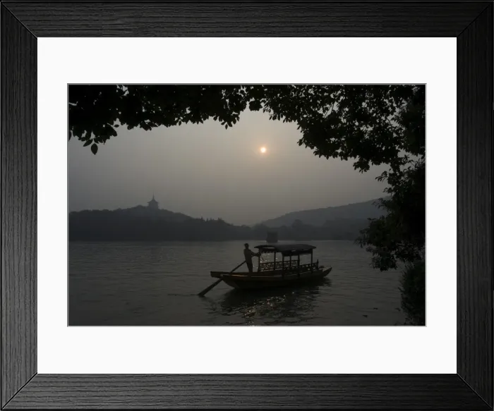 Framed Print : Boat on West Lake, Hangzhou, Zhejiang Province, China, Asia Framed Print : Boat on West Lake, Hangzhou, Zhejiang Province, China, Asia