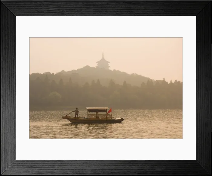Framed Print : Boat on West Lake, Hangzhou, Zhejiang Province, China, Asia Framed Print : Boat on West Lake, Hangzhou, Zhejiang Province, China, Asia