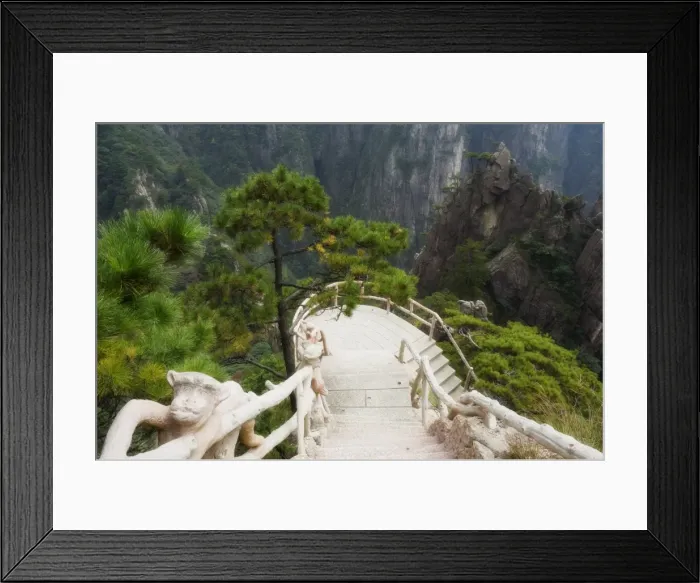 Framed Print : Footpath, Xihai (West Sea) Valley, Mount Huangshan (Yellow Mountain), UNESCO World Heritage Site