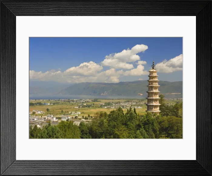 Framed Print : One of the Three Pagodas, and Erhai Lake in background, Dali Old Town, Yunnan Province Framed Print : One of the Three Pagodas, and Erhai Lake in background, Dali Old Town, Yunnan Province