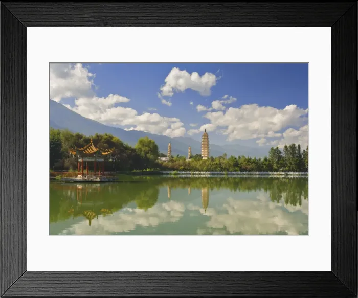 Framed Print : Three Pagodas Reflection Park, Dali Old Town, Yunnan Province, China, Asia Framed Print : Three Pagodas Reflection Park, Dali Old Town, Yunnan Province, China, Asia