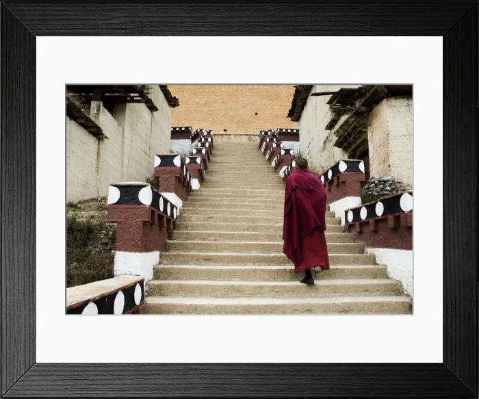 Framed Print : Monk climbing stairs, Gedan Song Zanling Temple, Shangri-La (Zhongdian) Framed Print : Monk climbing stairs, Gedan Song Zanling Temple, Shangri-La (Zhongdian)