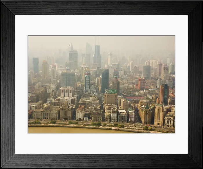 Framed Print : Aerial view from Oriental Pearl Tower of Huangpu District, Shanghai, China, Asia Framed Print : Aerial view from Oriental Pearl Tower of Huangpu District, Shanghai, China, Asia