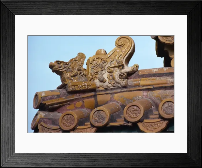 Framed Print : Architectural detail of tiles on the 6th century Buddhist Lunghsin Temple in Hopei Province Framed Print : Architectural detail of tiles on the 6th century Buddhist Lunghsin Temple in Hopei Province