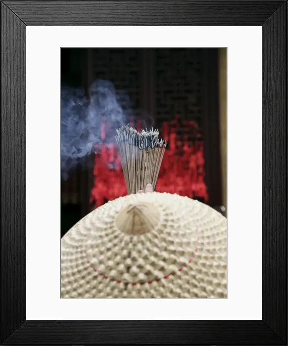 Framed Print : Chinese woman with incense sticks, Jade Buddha Temple, Shanghai, China, Asia