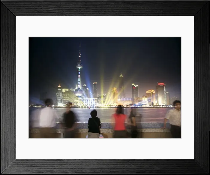 Framed Print : People on the Bund looking at the Oriental Pearl Tower in Pudong District Framed Print : People on the Bund looking at the Oriental Pearl Tower in Pudong District