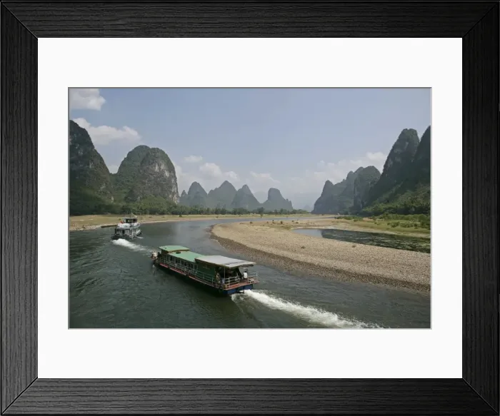 Framed Print : Cruise boats on Li River, between Guilin and Yangshuo, Li River, Guilin Framed Print : Cruise boats on Li River, between Guilin and Yangshuo, Li River, Guilin
