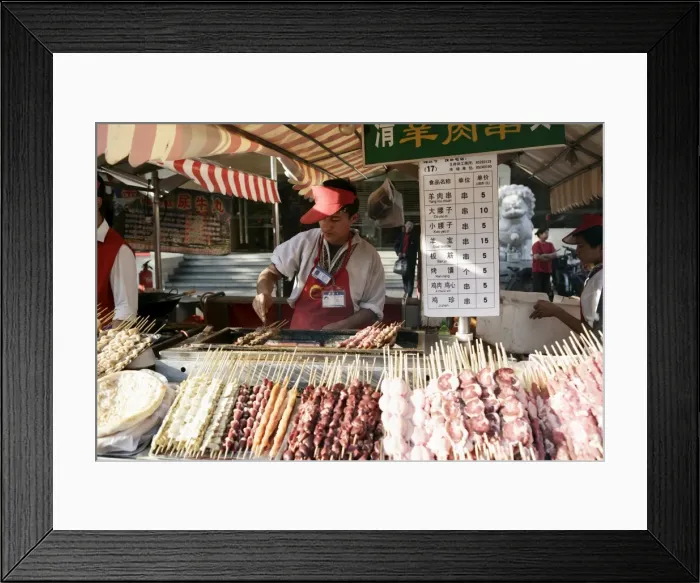 Framed Print : Food vendor in Wangfujing Snak Road, Wangfujing Dajie Shopping district Framed Print : Food vendor in Wangfujing Snak Road, Wangfujing Dajie Shopping district