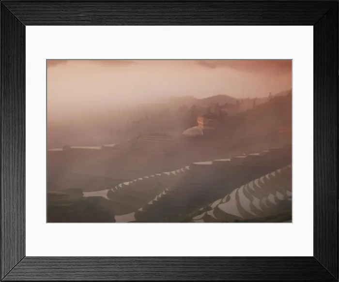 Framed Print : Sunrise, Longsheng terraced ricefields, Guangxi Province, China, Asia Framed Print : Sunrise, Longsheng terraced ricefields, Guangxi Province, China, Asia