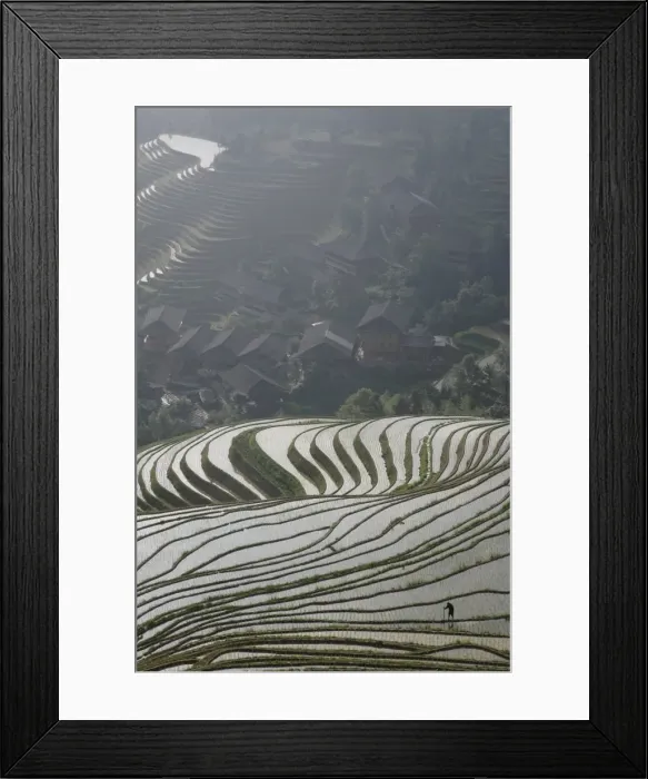 Framed Print : Farmer in Longsheng terraced ricefields, Guangxi Province, China, Asia Framed Print : Farmer in Longsheng terraced ricefields, Guangxi Province, China, Asia