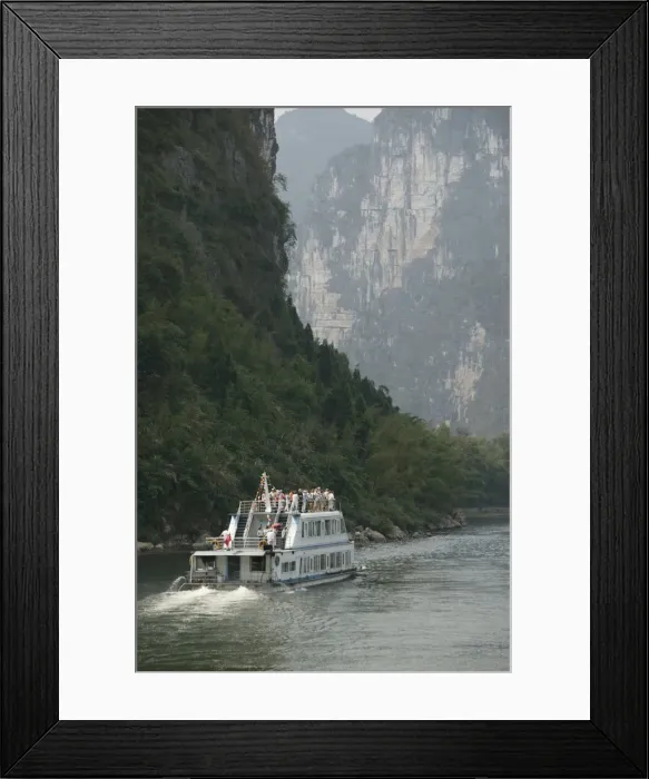 Framed Print : Cruise boat between Guilin and Yangshuo, Li River, Guangxi Province, China, Asia Framed Print : Cruise boat between Guilin and Yangshuo, Li River, Guangxi Province, China, Asia
