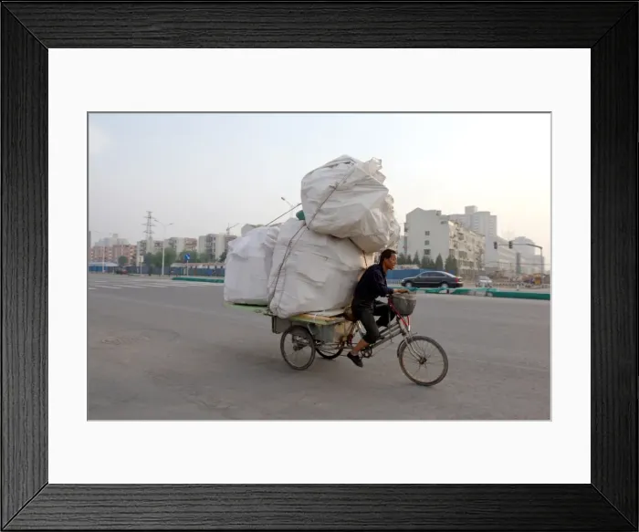 Framed Print : Transporting a precarious load through Beijing, China, Asia Framed Print : Transporting a precarious load through Beijing, China, Asia