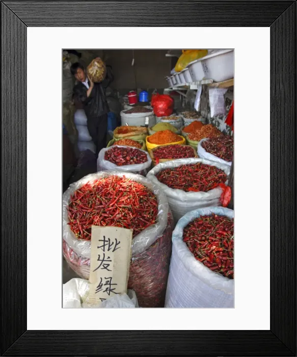 Framed Print : Chilli peppers and spices on sale in Wuhan, Hubei province, China, Asia Framed Print : Chilli peppers and spices on sale in Wuhan, Hubei province, China, Asia
