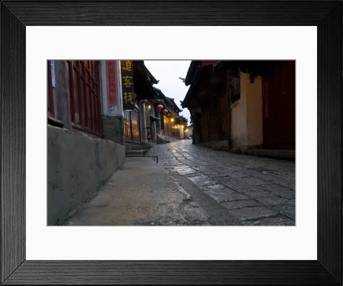 Framed Print : Early morning cobbled street, Lijiang old town, UNESCO World Heritage Site