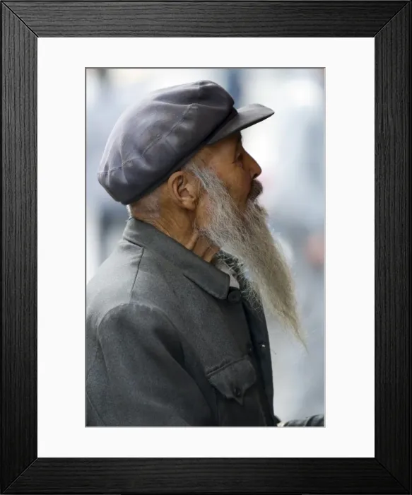 Framed Print : Old man with long beard, Xining, Qinghai, China, Asia Framed Print : Old man with long beard, Xining, Qinghai, China, Asia