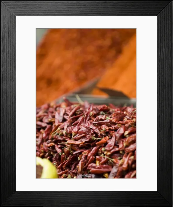 Framed Print : Dried chilli for sale at market, Xining, Qinghai, China, Asia
