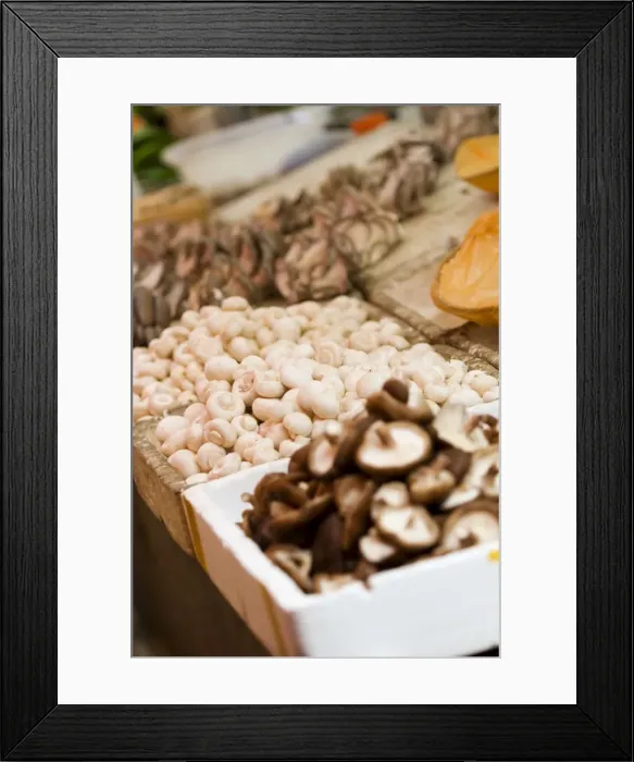Framed Print : Mushroom stall at market, Xining, Qinghai, China, Asia Framed Print : Mushroom stall at market, Xining, Qinghai, China, Asia