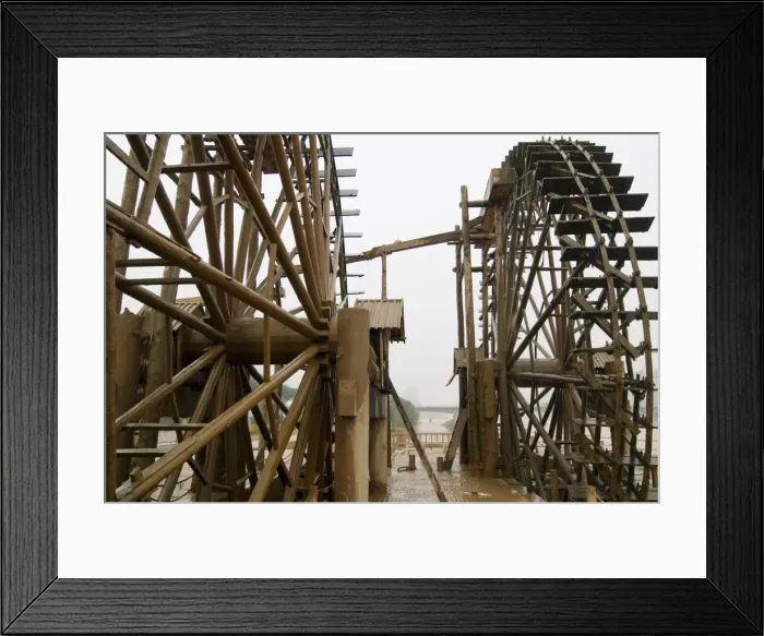 Framed Print : Old waterwheels on the Yellow river, Lanzhou, Gansu, China, Asia Framed Print : Old waterwheels on the Yellow river, Lanzhou, Gansu, China, Asia