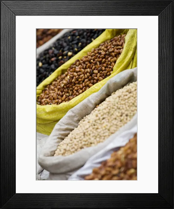 Framed Print : Dried beans for sale, Xining, Qinghai, China, Asia Framed Print : Dried beans for sale, Xining, Qinghai, China, Asia