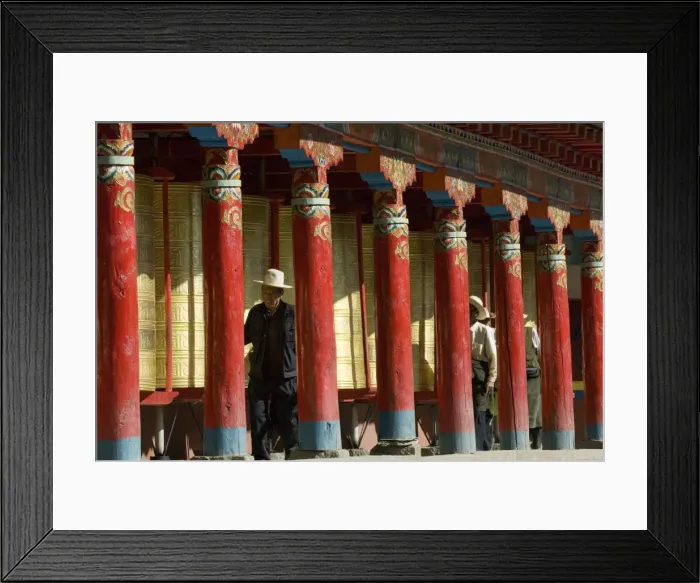 Framed Print : Old men turning prayer wheels, Tagong temple, Tagong, Sichuan, China, Asia Framed Print : Old men turning prayer wheels, Tagong temple, Tagong, Sichuan, China, Asia
