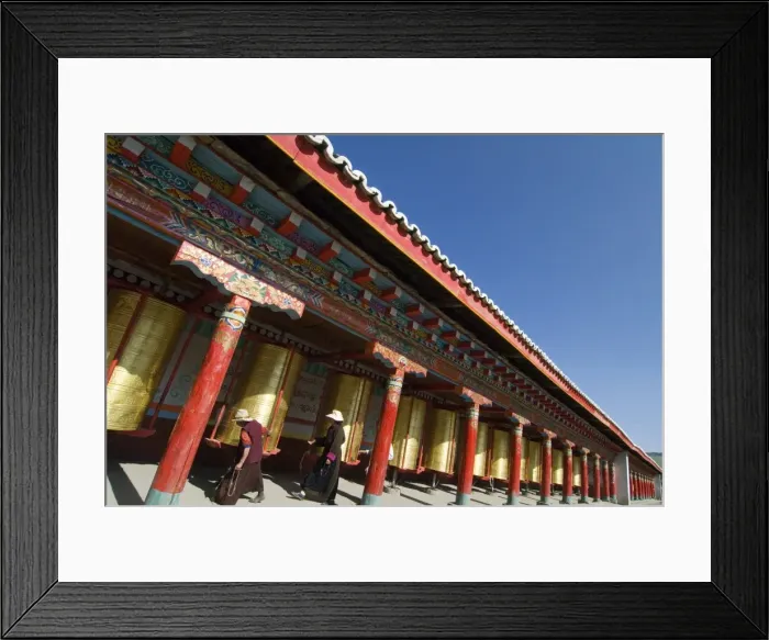 Framed Print : Two old women turning prayer wheels, Tagong temple, Tagong, Sichuan, China, Asia Framed Print : Two old women turning prayer wheels, Tagong temple, Tagong, Sichuan, China, Asia
