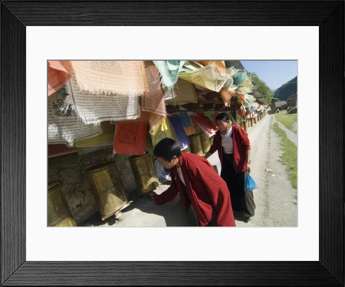 Framed Print : Two women turning prayer wheels, Tagong temple, Tagong, Sichuan, China, Asia Framed Print : Two women turning prayer wheels, Tagong temple, Tagong, Sichuan, China, Asia