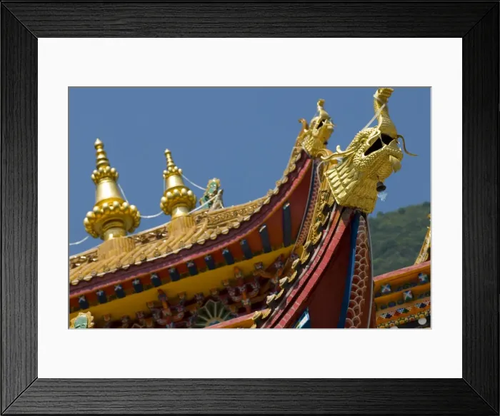 Framed Print : Roof ornament, Nanwu Temple, Kangding, Sichuan, China, Asia Framed Print : Roof ornament, Nanwu Temple, Kangding, Sichuan, China, Asia