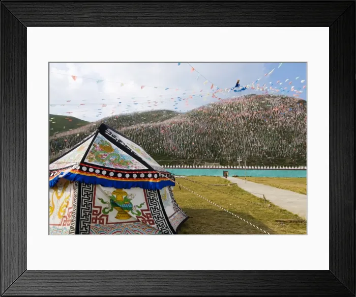 Framed Print : Tent and thousands of prayer flags, Tagong Grasslands, Sichuan, China, Asia Framed Print : Tent and thousands of prayer flags, Tagong Grasslands, Sichuan, China, Asia