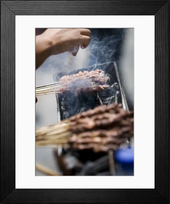 Framed Print : Adding spice to the barbeque, Kunming, Yunnan, China, Asia Framed Print : Adding spice to the barbeque, Kunming, Yunnan, China, Asia