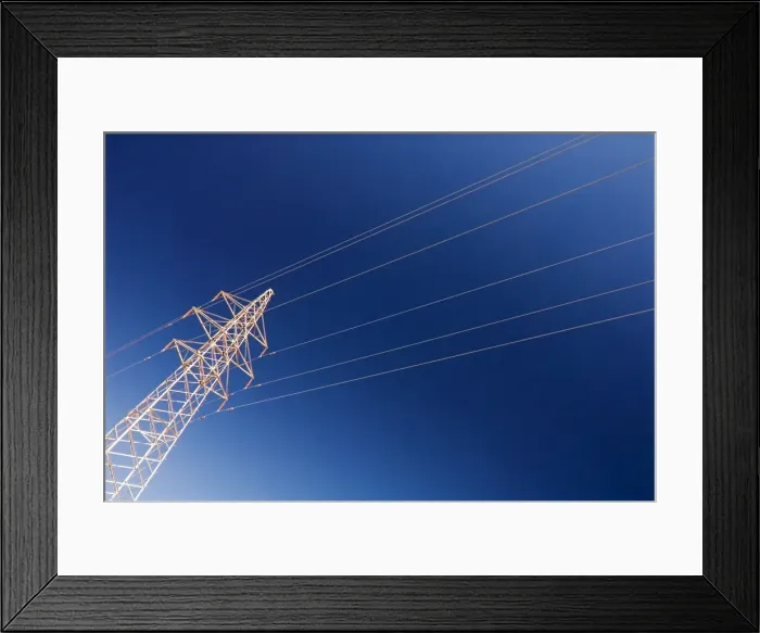 Framed Print : Electricity pylon against blue sky, Dunhuang, Gansu, China, Asia Framed Print : Electricity pylon against blue sky, Dunhuang, Gansu, China, Asia
