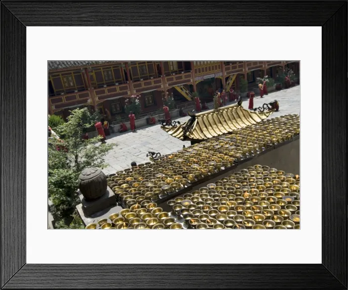 Framed Print : Candles and novices, Nanwu temple, Kangding, Sichuan, China, Asia