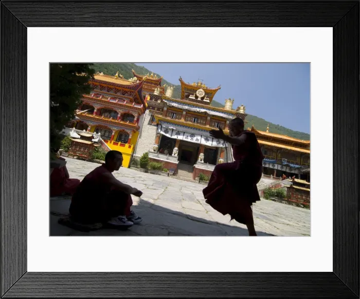 Framed Print : Novice Buddhist monks sparring, Nanwu temple, Kangding, Sichuan, China, Asia Framed Print : Novice Buddhist monks sparring, Nanwu temple, Kangding, Sichuan, China, Asia