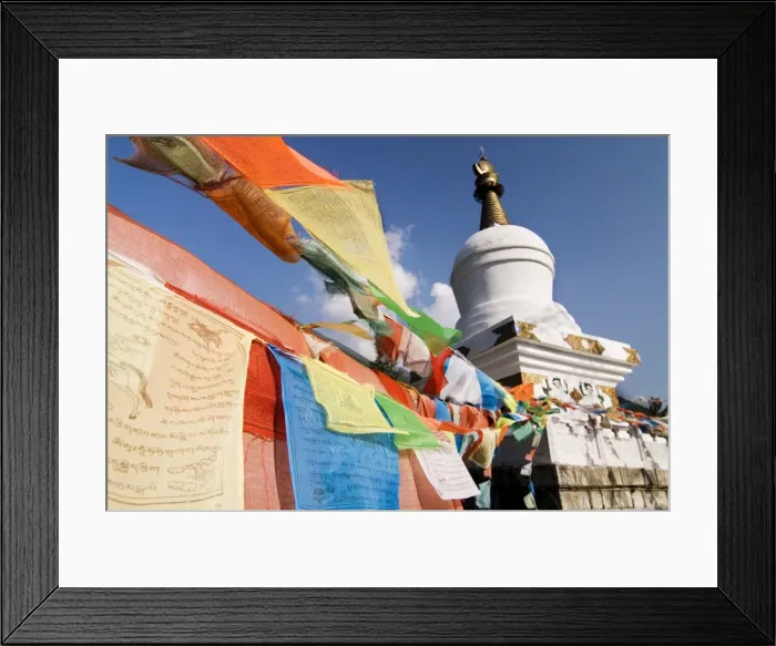 Framed Print : Buddhist prayer flags and stupa atop Paoma Shan, Kanding, Sichuan, China, Asia Framed Print : Buddhist prayer flags and stupa atop Paoma Shan, Kanding, Sichuan, China, Asia