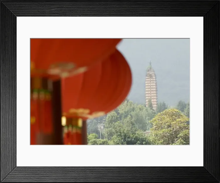 Framed Print : Lanterns, and pagoda, Dali, Yunnan, China, Asia Framed Print : Lanterns, and pagoda, Dali, Yunnan, China, Asia