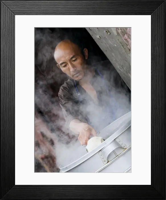 Framed Print : Man making Baozi (dumplings), Dali old town, Dali, Yunnan, China, Asia Framed Print : Man making Baozi (dumplings), Dali old town, Dali, Yunnan, China, Asia