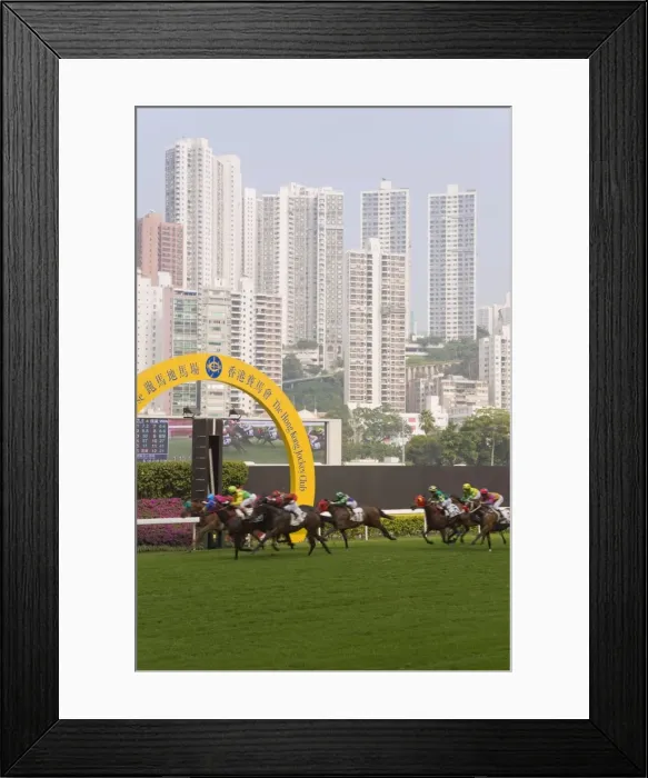 Framed Print : Horses racing at Happy Valley racecourse, Hong Kong, China, Asia Framed Print : Horses racing at Happy Valley racecourse, Hong Kong, China, Asia