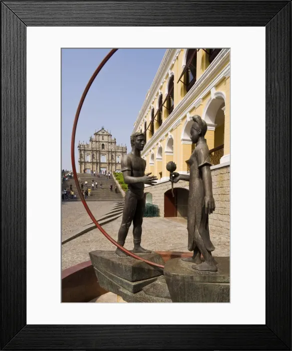 Framed Print : The ruins of Sao Paulo Cathedral viewed through modern street artwork, Macau, China, Asia Framed Print : The ruins of Sao Paulo Cathedral viewed through modern street artwork, Macau, China, Asia