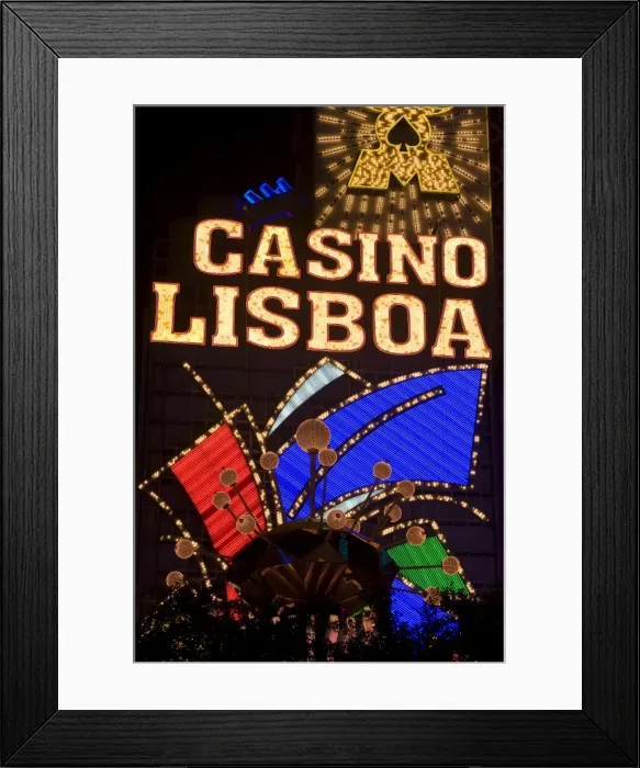 Framed Print : Lisboa Casino neon illuminated at night, Macau, China, Asia Framed Print : Lisboa Casino neon illuminated at night, Macau, China, Asia