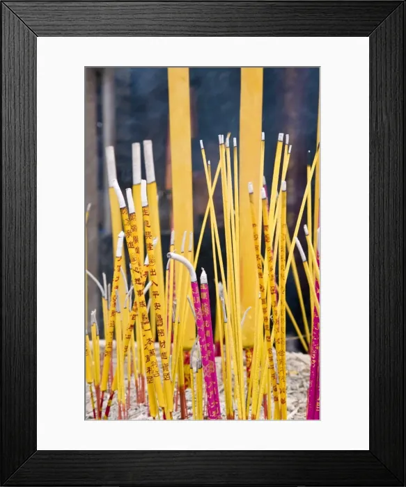 Framed Print : Burning incense at A Ma Temple, Macau, China, Asia