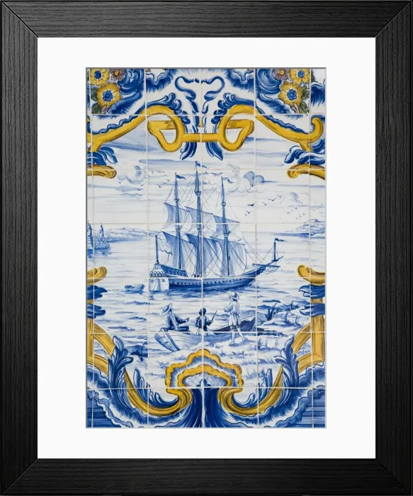 Framed Print : Detail of Portugese tile work around a fountain in central Macau, Macau, China, Asia Framed Print : Detail of Portugese tile work around a fountain in central Macau, Macau, China, Asia