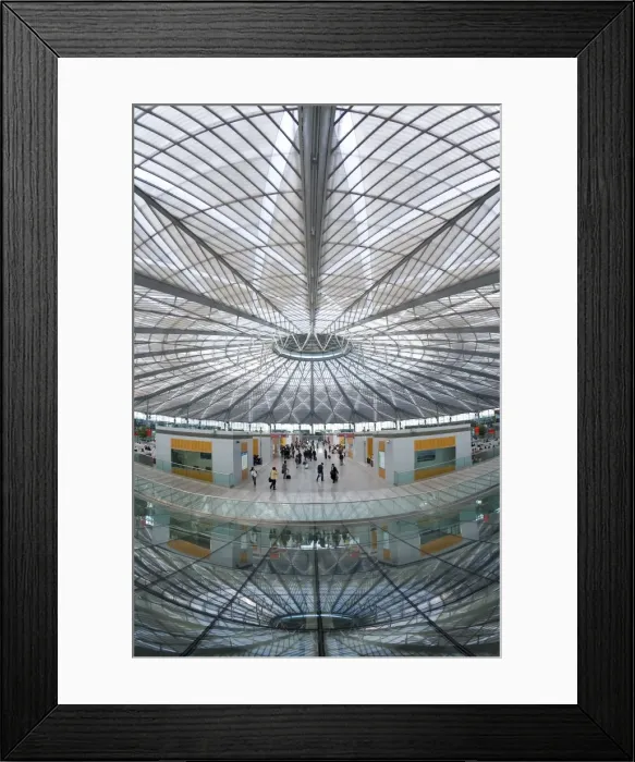Framed Print : Interior of circular concourse and roof of the spectacular new Shanghai South Railway Station in 2007, Shanghai Framed Print : Interior of circular concourse and roof of the spectacular new Shanghai South Railway Station in 2007, Shanghai