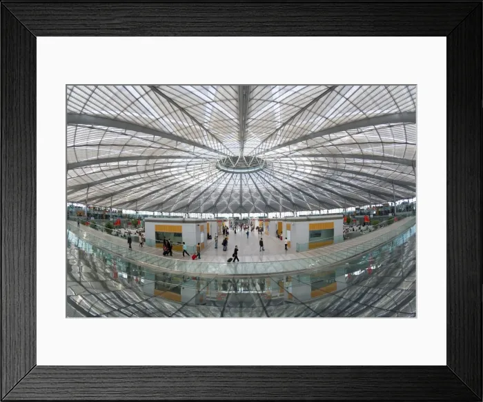 Framed Print : Interior of circular concourse and roof of the spectacular new Shanghai South Railway Station in 2007, Shanghai Framed Print : Interior of circular concourse and roof of the spectacular new Shanghai South Railway Station in 2007, Shanghai