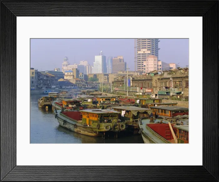 Framed Print : Barges on the Huangpu River, Shanghai, China Framed Print : Barges on the Huangpu River, Shanghai, China