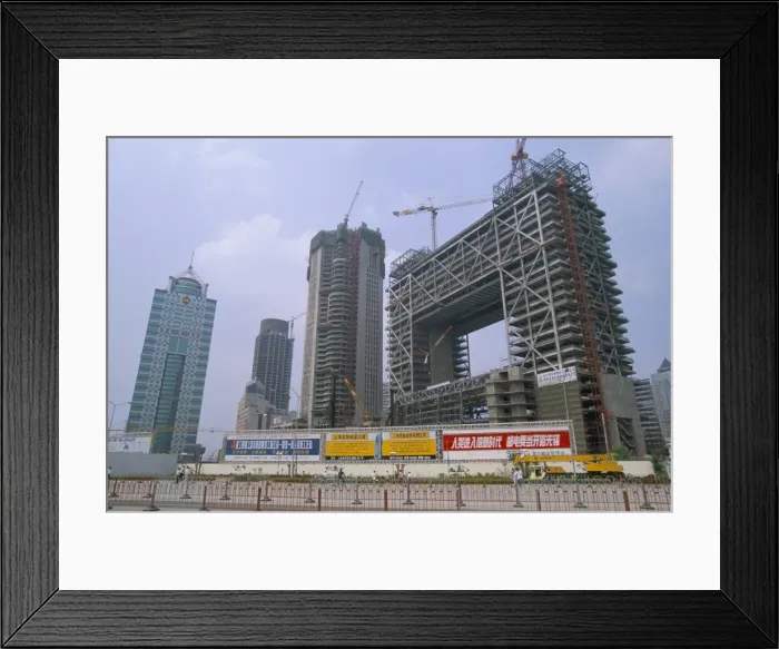 Framed Print : Construction site in the Pudong New Area, a massive east bank development Framed Print : Construction site in the Pudong New Area, a massive east bank development