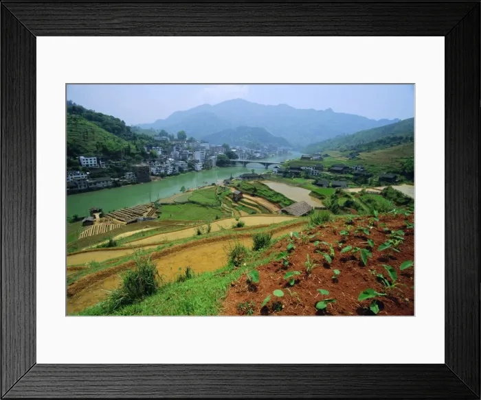 Framed Print : Rice paddies and brick-maker at Longsheng in northeast Guangxi Province, China Framed Print : Rice paddies and brick-maker at Longsheng in northeast Guangxi Province, China