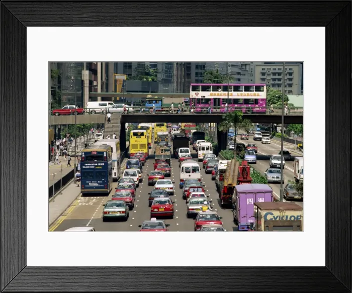 Framed Print : Traffic on Gloucester Road in Wan Chai, the business district on Hong Kong Island Framed Print : Traffic on Gloucester Road in Wan Chai, the business district on Hong Kong Island