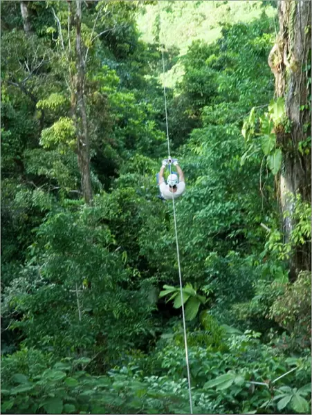 600 metre zip line at the top of the Sky Tram at Arenal Volcano, Costa Rica