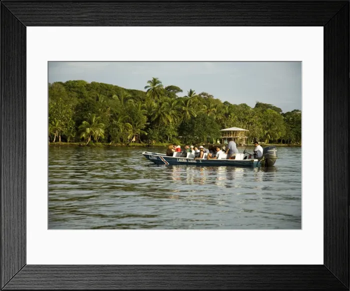 Framed Print : Tourist boat on canal, Tortuguero, Costa Rica, Central America Framed Print : Tourist boat on canal, Tortuguero, Costa Rica, Central America