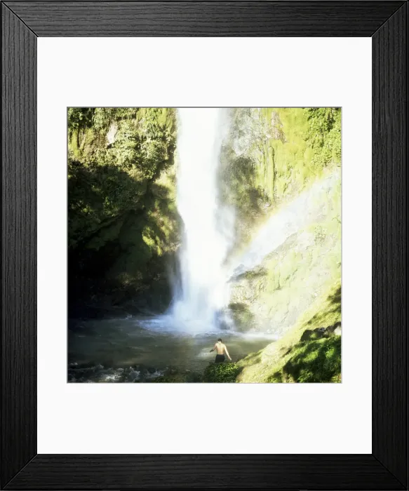 Framed Print : Man takes a bath in waterfall, Los Chorros Falls, Poas Valley, Costa Rica Framed Print : Man takes a bath in waterfall, Los Chorros Falls, Poas Valley, Costa Rica