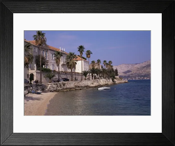 Framed Print : Korcula town beach, Korcula Island, Dalmatia, Croatia, Europe Framed Print : Korcula town beach, Korcula Island, Dalmatia, Croatia, Europe